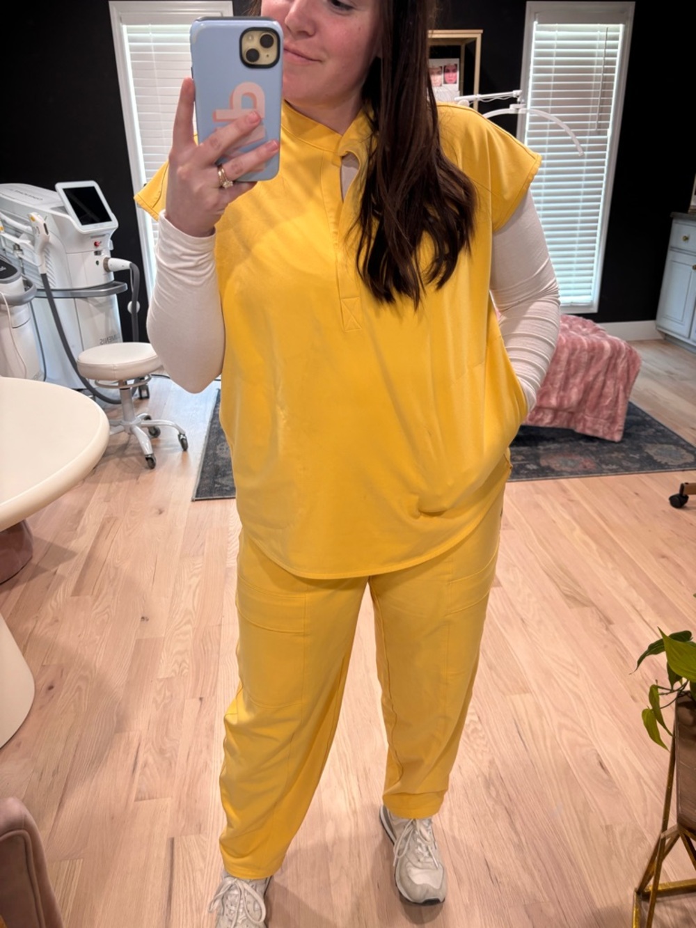 Figs Yellow “Dandelion” Scrub Set- M Top L Bottom